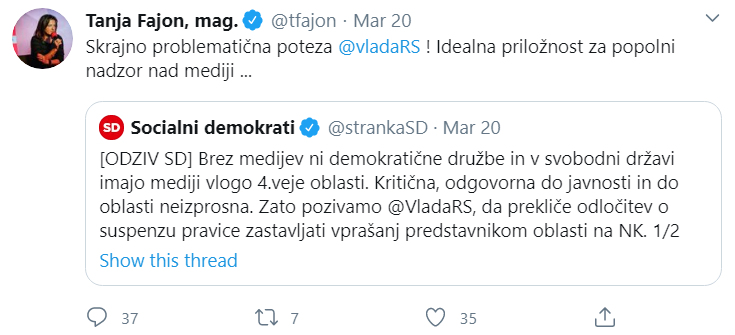 Fajon proti varnosti novinarjev