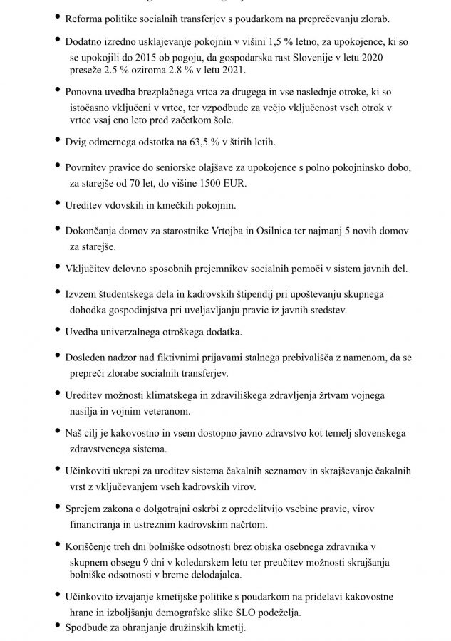Izpostavljeni poudarki koalicijske pogodbe
