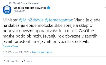 Obvezna raba mask