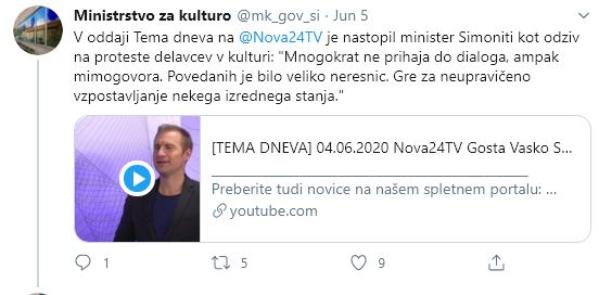 Odziv ministra Simonitija na proteste